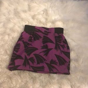 Fuchsia Mini Skirt with black paint patterns.